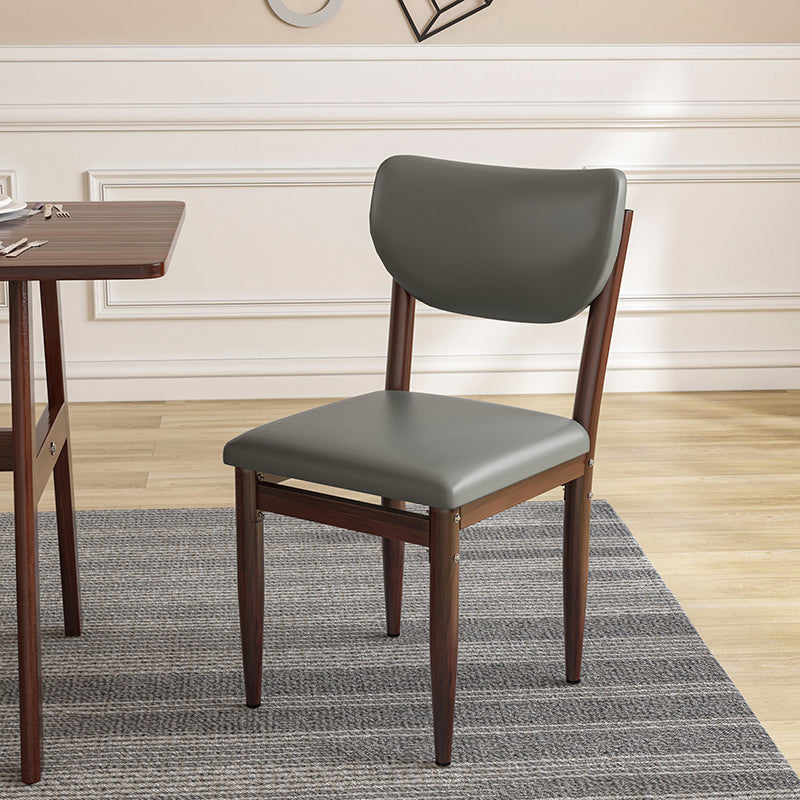 Chaise d'appoint scandinave pour la maison, chaise de salle à manger simple rembourrée en métal à dossier ouvert