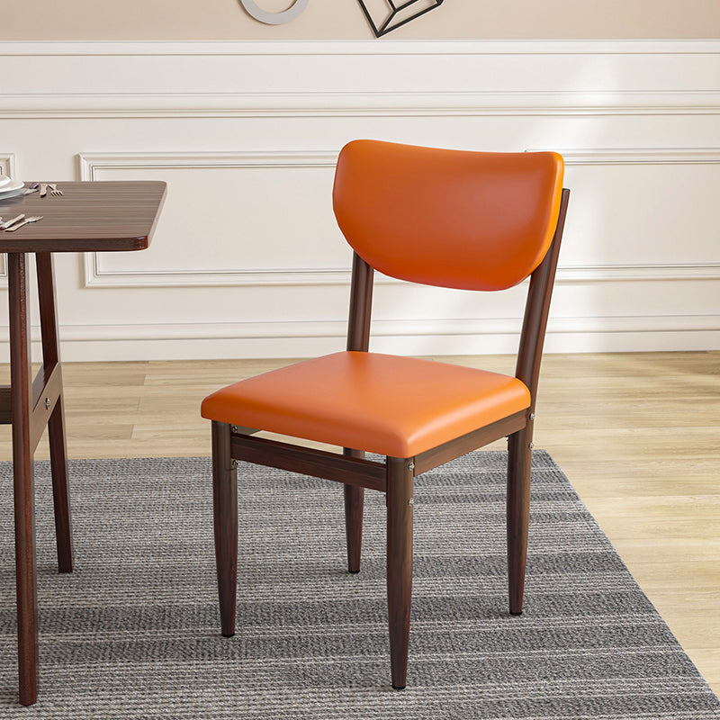 Chaise d'appoint scandinave pour la maison, chaise de salle à manger simple rembourrée en métal à dossier ouvert
