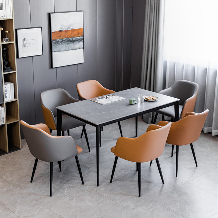 Sillón escandinavo para el hogar, silla de comedor tapizada con respaldo Parsons de metal