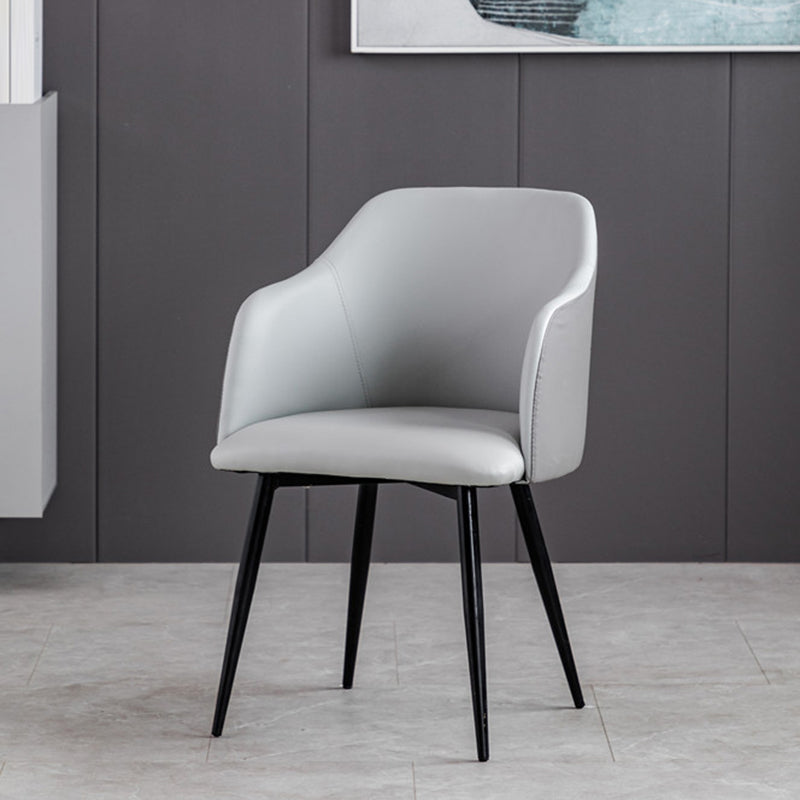 Sillón escandinavo para el hogar, silla de comedor tapizada con respaldo Parsons de metal