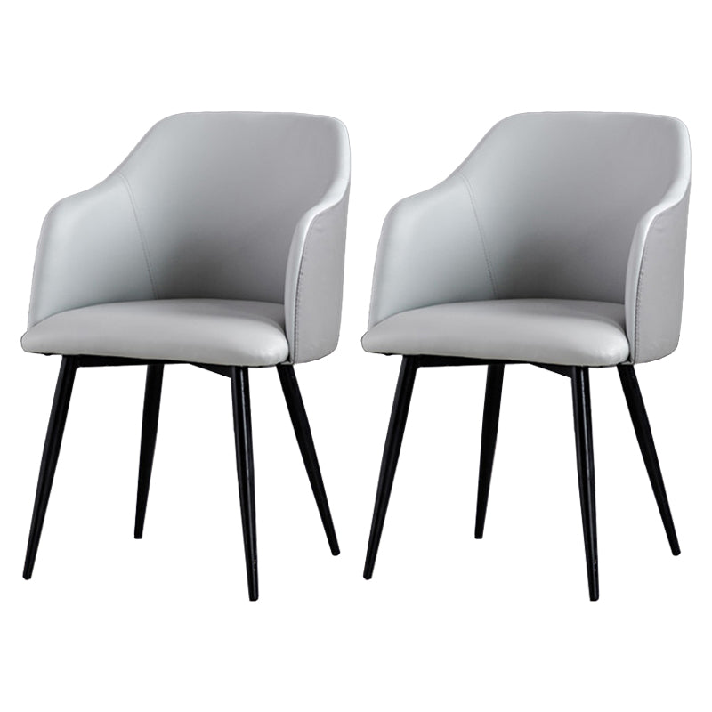 Sillón escandinavo para el hogar, silla de comedor tapizada con respaldo Parsons de metal