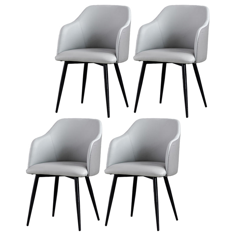 Sillón escandinavo para el hogar, silla de comedor tapizada con respaldo Parsons de metal
