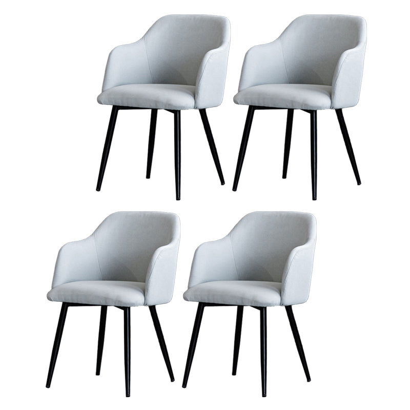 Sillón escandinavo para el hogar, silla de comedor tapizada con respaldo Parsons de metal