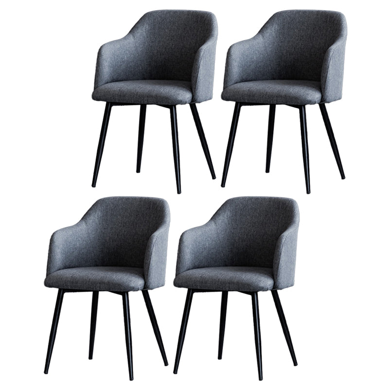 Sillón escandinavo para el hogar, silla de comedor tapizada con respaldo Parsons de metal