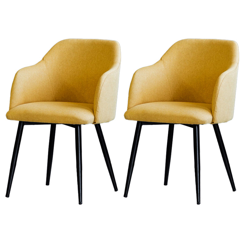 Sillón escandinavo para el hogar, silla de comedor tapizada con respaldo Parsons de metal