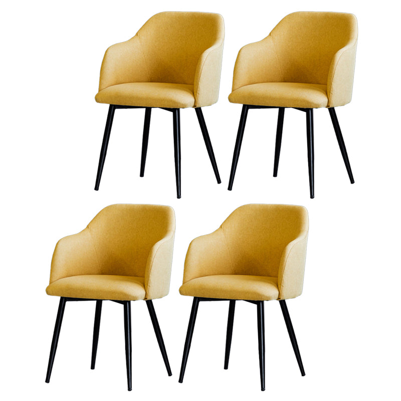 Sillón escandinavo para el hogar, silla de comedor tapizada con respaldo Parsons de metal