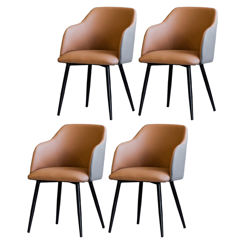 Sillón escandinavo para el hogar, silla de comedor tapizada con respaldo Parsons de metal
