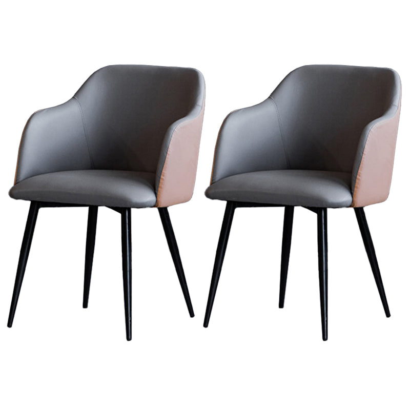 Sillón escandinavo para el hogar, silla de comedor tapizada con respaldo Parsons de metal