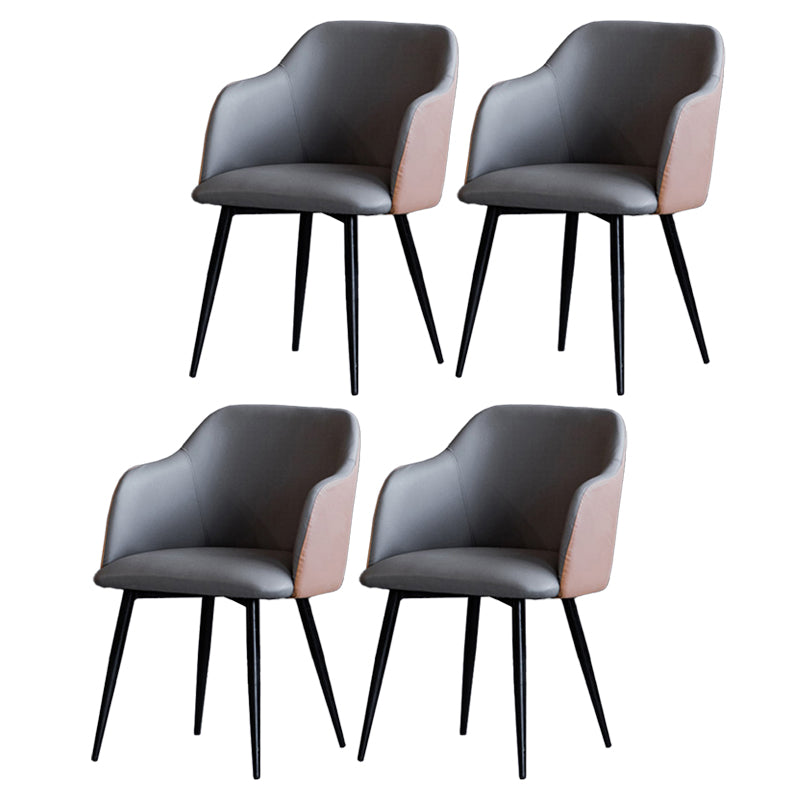 Sillón escandinavo para el hogar, silla de comedor tapizada con respaldo Parsons de metal