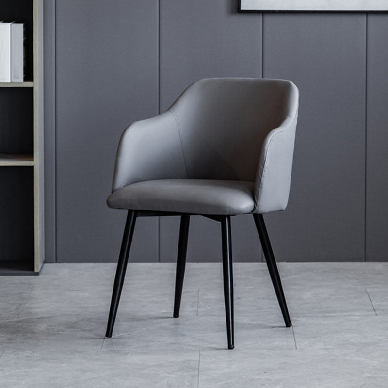 Sillón escandinavo para el hogar, silla de comedor tapizada con respaldo Parsons de metal