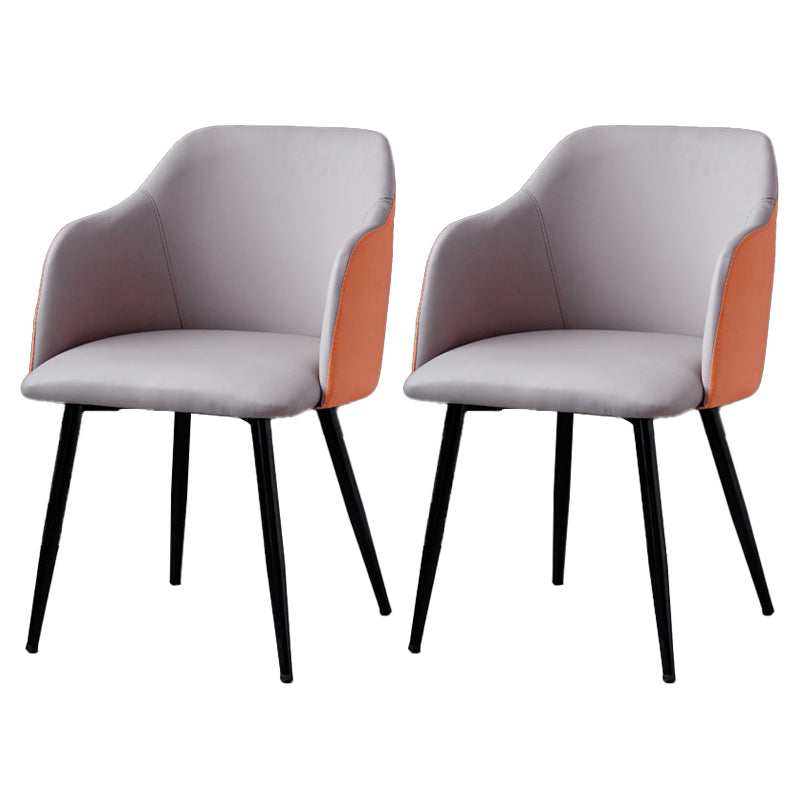 Sillón escandinavo para el hogar, silla de comedor tapizada con respaldo Parsons de metal