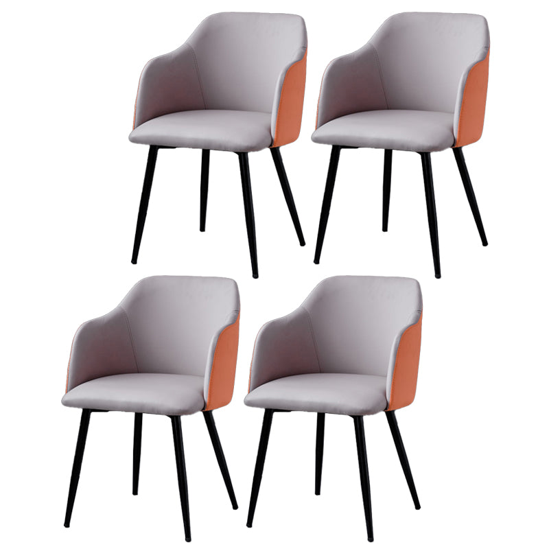 Sillón escandinavo para el hogar, silla de comedor tapizada con respaldo Parsons de metal