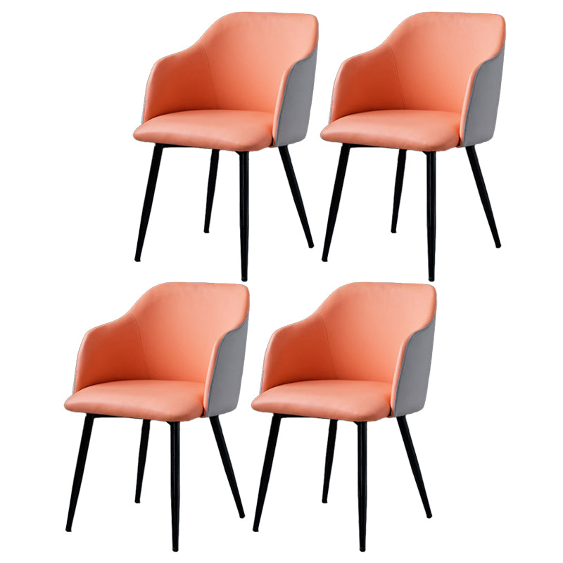 Sillón escandinavo para el hogar, silla de comedor tapizada con respaldo Parsons de metal