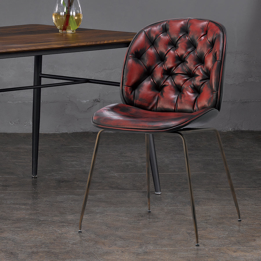 Esszimmerstühle aus Leder im Industriestil mit massiver Rückenlehne, armlose Esszimmerstühle für zu Hause