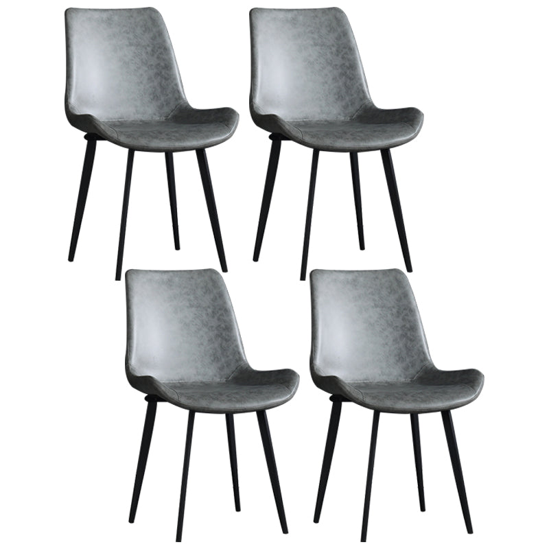 Accueil Chaise de salle à manger contemporaine avec accoudoirs et dossier solide en métal (Ensemble de 4)