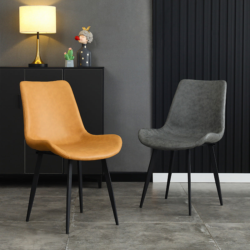 Accueil Chaise de salle à manger contemporaine avec accoudoirs et dossier solide en métal (Ensemble de 4)
