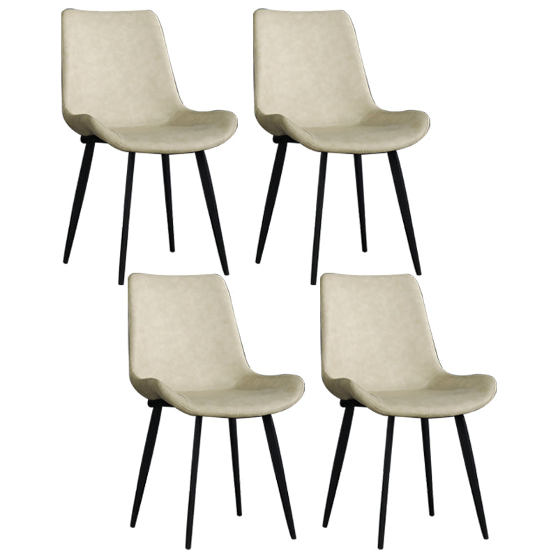 Accueil Chaise de salle à manger contemporaine avec accoudoirs et dossier solide en métal (Ensemble de 4)