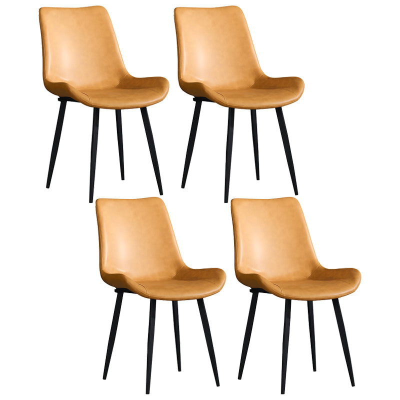 Accueil Chaise de salle à manger contemporaine avec accoudoirs et dossier solide en métal (Ensemble de 4)