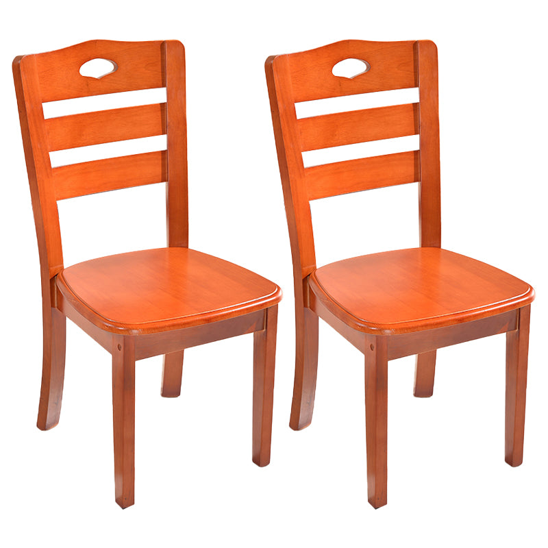 Chaise de salle à manger moderne en bois pour intérieur et extérieur, chaise d'appoint à dossier en échelle sans accoudoirs (Ensemble de 2)