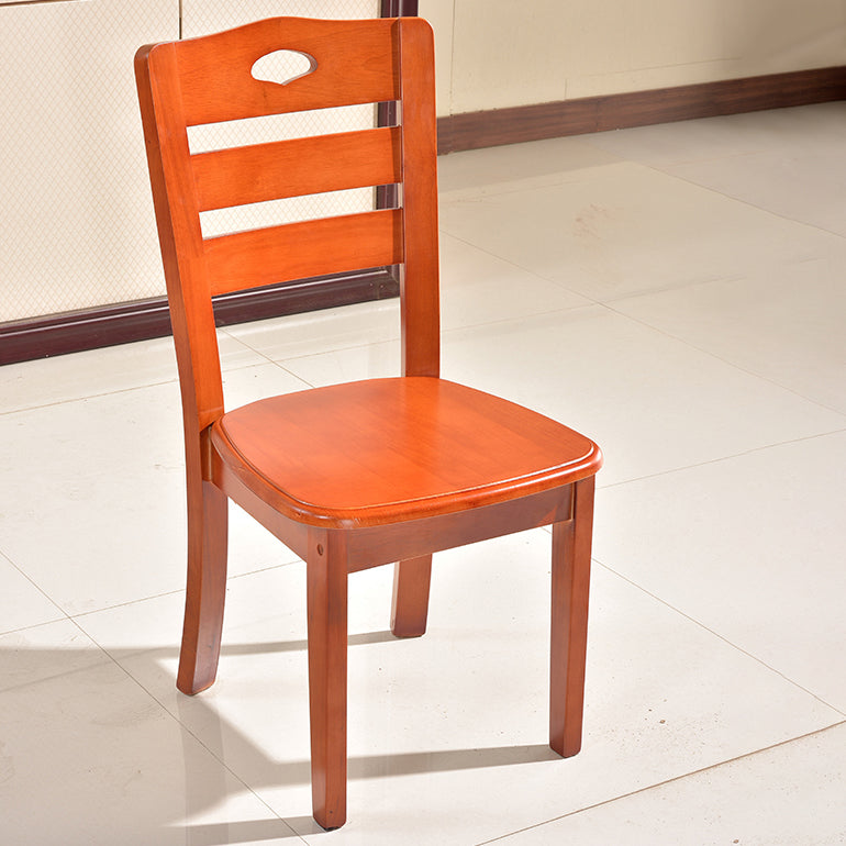 Silla de comedor moderna de madera para interiores y exteriores, silla lateral con respaldo de escalera sin brazos (juego de 2)