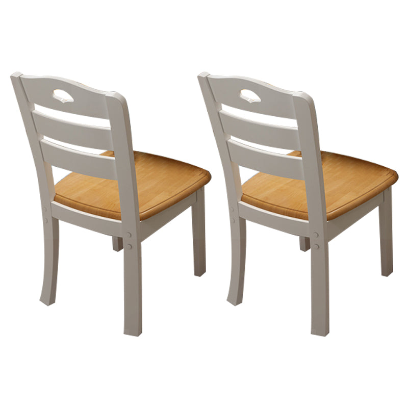 Silla de comedor moderna de madera para interiores y exteriores, silla lateral con respaldo de escalera sin brazos (juego de 2)
