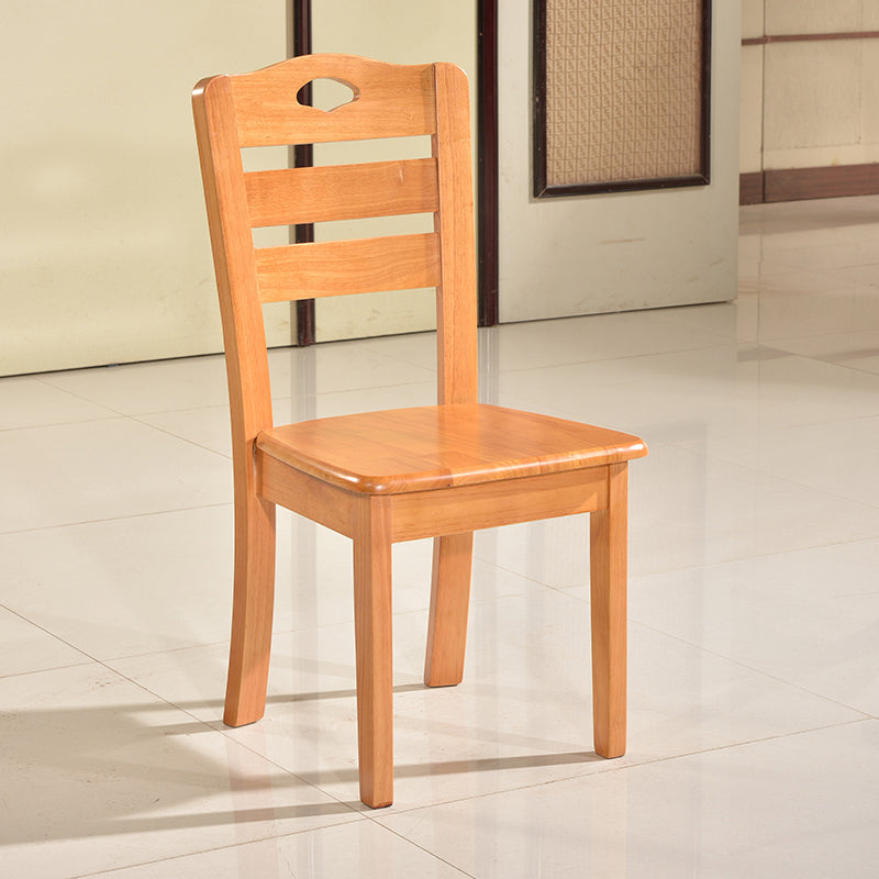 Silla de comedor moderna de madera para interiores y exteriores, silla lateral con respaldo de escalera sin brazos (juego de 2)