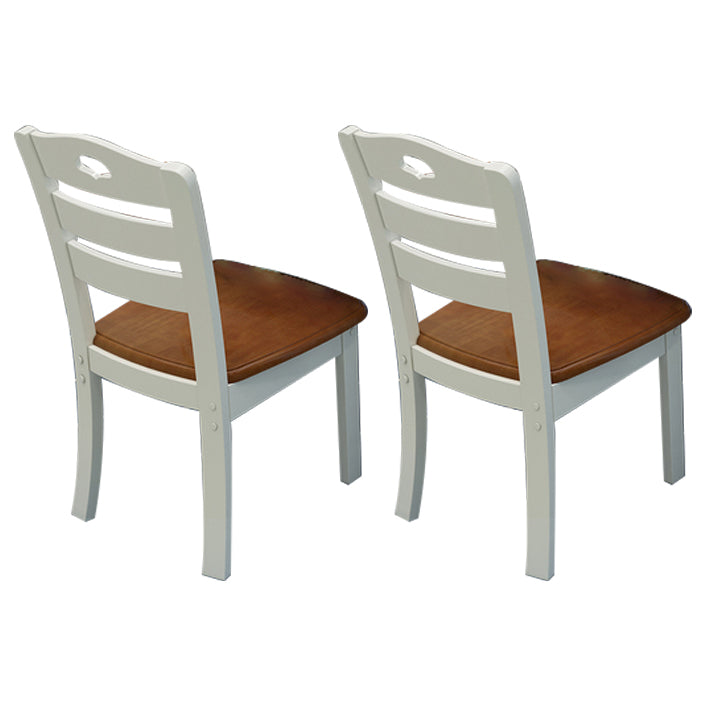 Silla de comedor moderna de madera para interiores y exteriores, silla lateral con respaldo de escalera sin brazos (juego de 2)