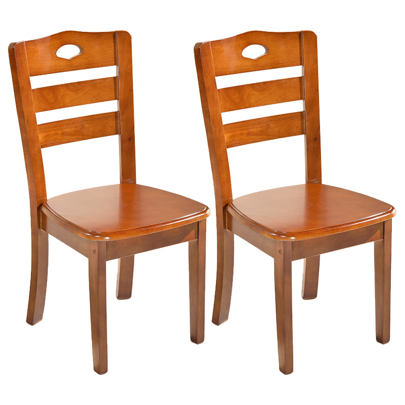 Chaise de salle à manger moderne en bois pour intérieur et extérieur, chaise d'appoint à dossier en échelle sans accoudoirs (Ensemble de 2)