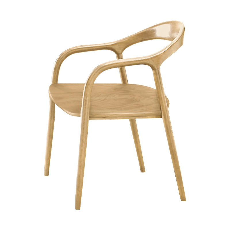 Contemporary Tea Room Wood Arm Chair Walnut and Natural Open Dining Chair