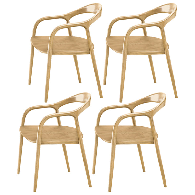 Contemporary Tea Room Wood Arm Chair Walnut and Natural Open Dining Chair