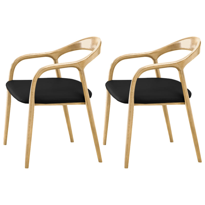 Contemporary Tea Room Wood Arm Chair Walnut and Natural Open Dining Chair