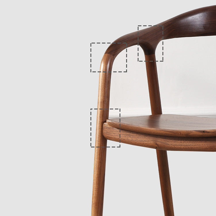 Contemporary Tea Room Wood Arm Chair Walnut and Natural Open Dining Chair
