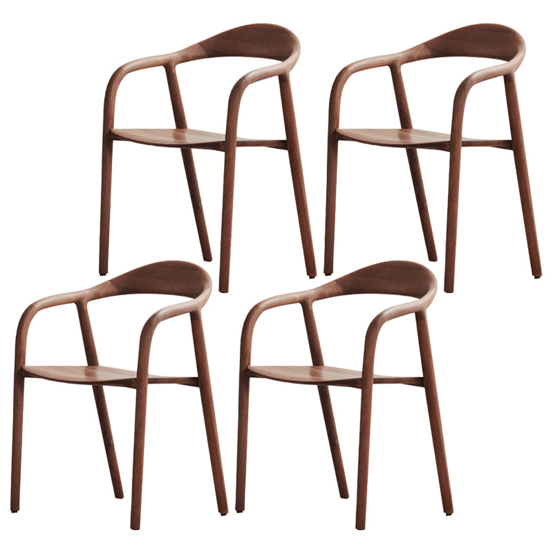 Contemporary Tea Room Wood Arm Chair Walnut and Natural Open Dining Chair