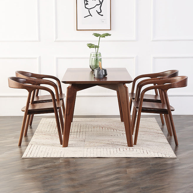 Contemporary Tea Room Wood Arm Chair Walnut and Natural Open Dining Chair