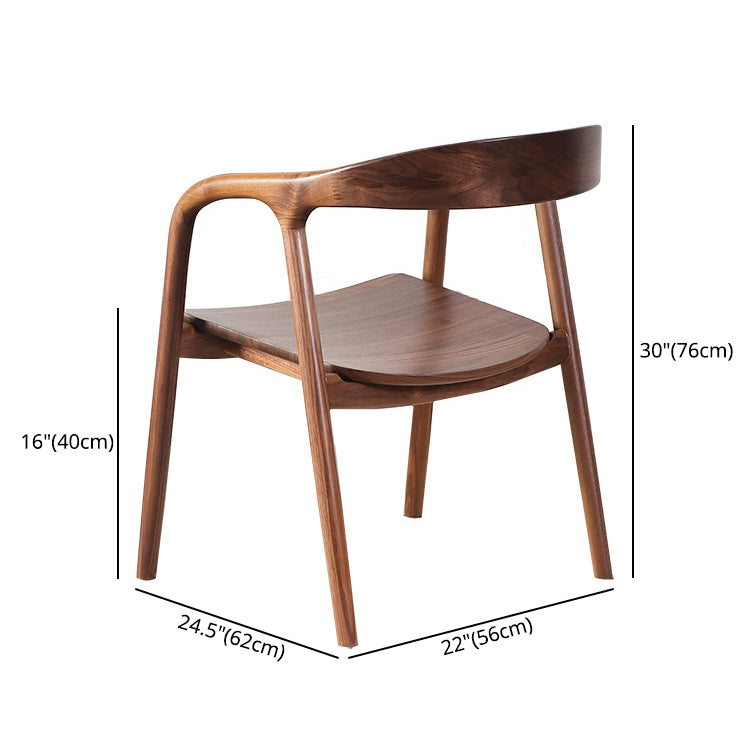 Contemporary Tea Room Wood Arm Chair Walnut and Natural Open Dining Chair