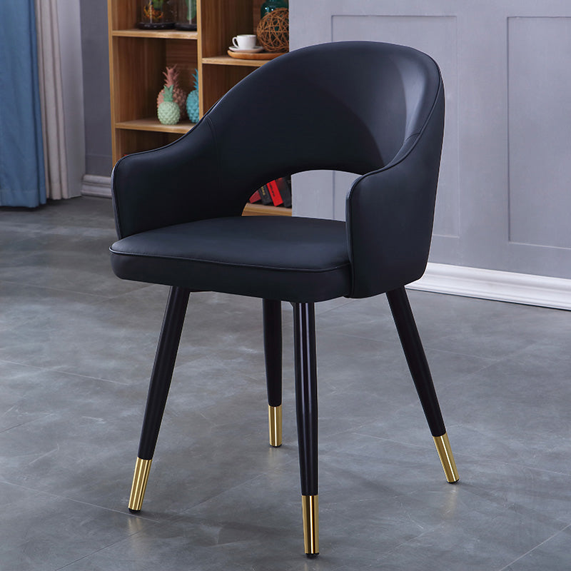 Accueil Fauteuil Scandinave Rembourré Chaise de Salle à Manger en Métal à Dossier Ouvert
