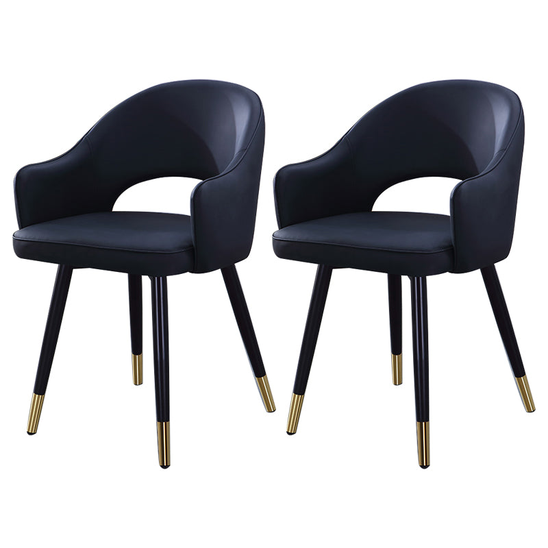 Inicio Sillón escandinavo Silla tapizada de comedor de metal con respaldo abierto
