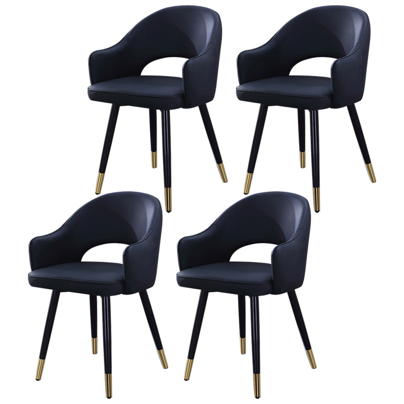 Inicio Sillón escandinavo Silla tapizada de comedor de metal con respaldo abierto
