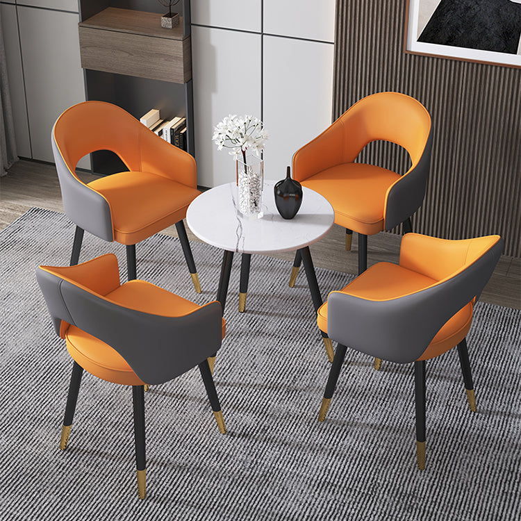 Inicio Sillón escandinavo Silla tapizada de comedor de metal con respaldo abierto