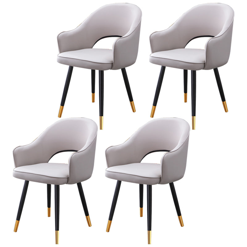 Inicio Sillón escandinavo Silla tapizada de comedor de metal con respaldo abierto