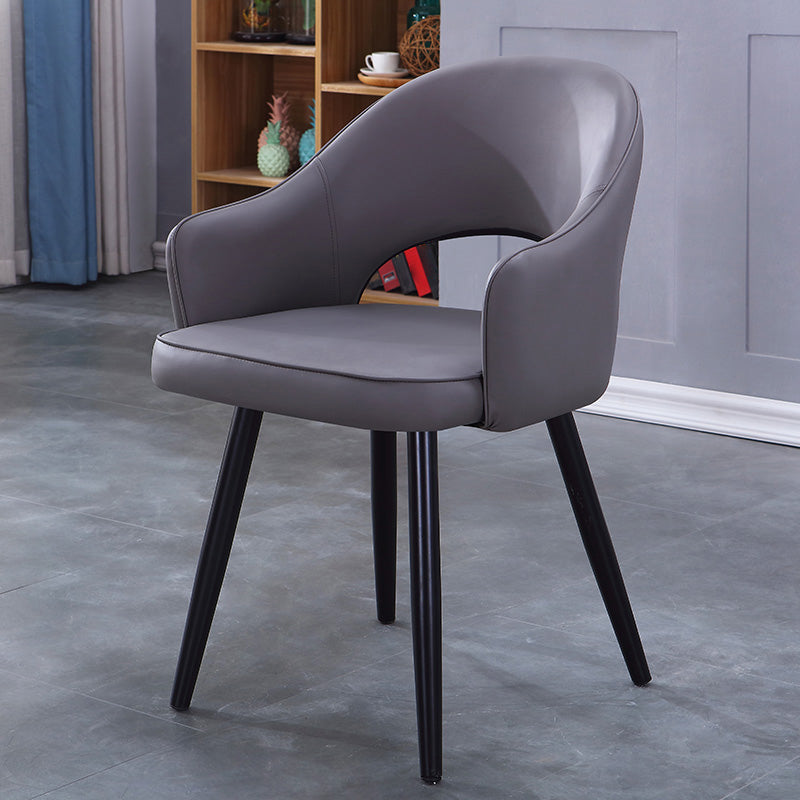 Inicio Sillón escandinavo Silla tapizada de comedor de metal con respaldo abierto
