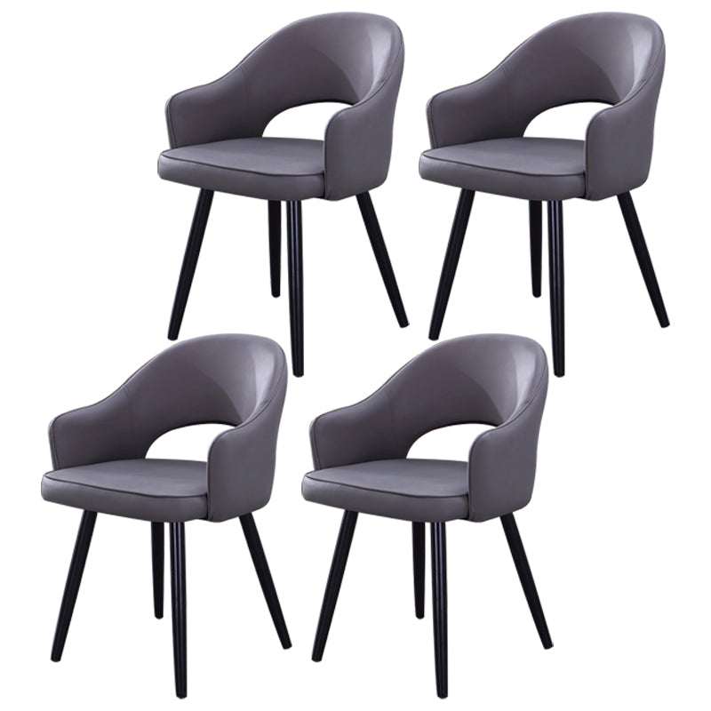 Inicio Sillón escandinavo Silla tapizada de comedor de metal con respaldo abierto