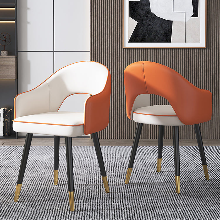 Inicio Sillón escandinavo Silla tapizada de comedor de metal con respaldo abierto