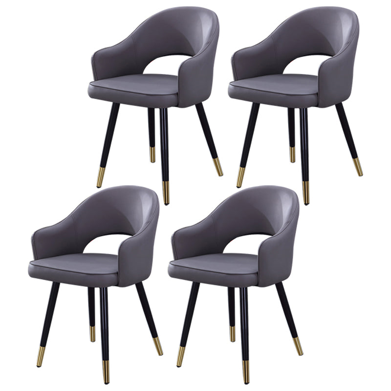 Inicio Sillón escandinavo Silla tapizada de comedor de metal con respaldo abierto