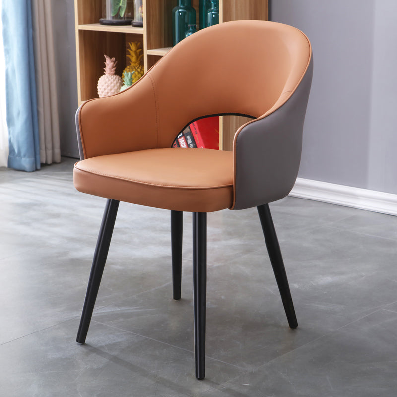 Inicio Sillón escandinavo Silla tapizada de comedor de metal con respaldo abierto