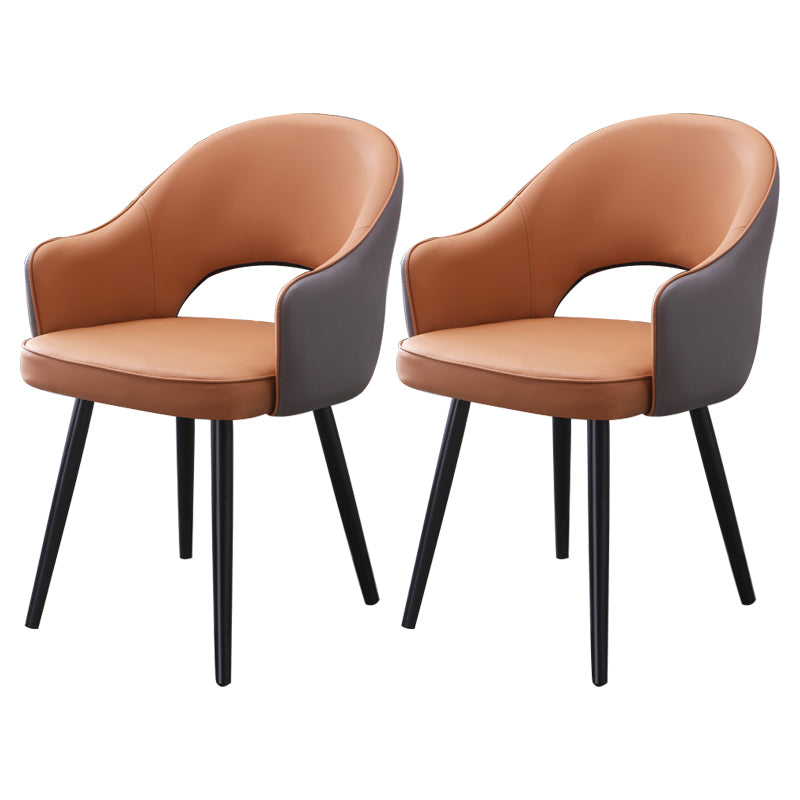 Inicio Sillón escandinavo Silla tapizada de comedor de metal con respaldo abierto