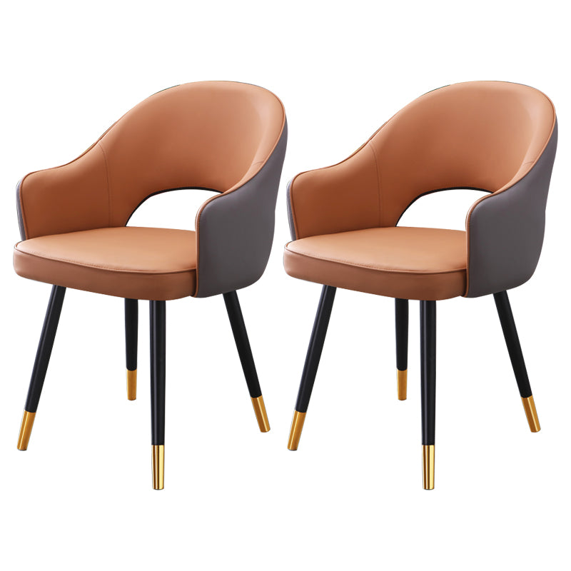 Inicio Sillón escandinavo Silla tapizada de comedor de metal con respaldo abierto