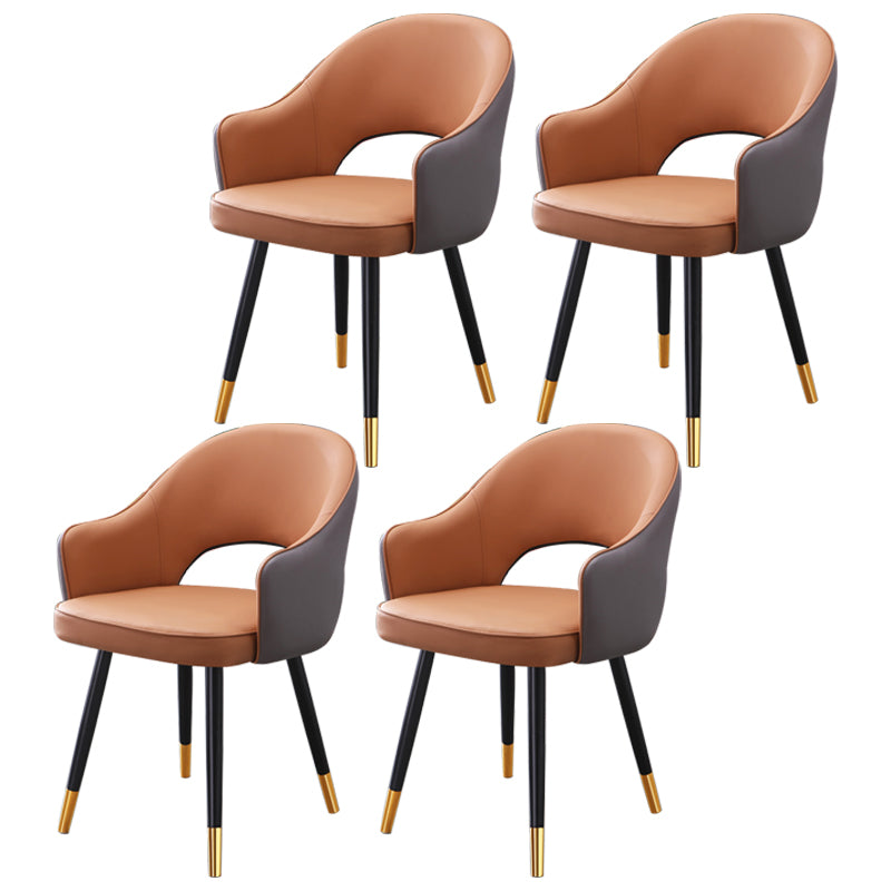 Inicio Sillón escandinavo Silla tapizada de comedor de metal con respaldo abierto