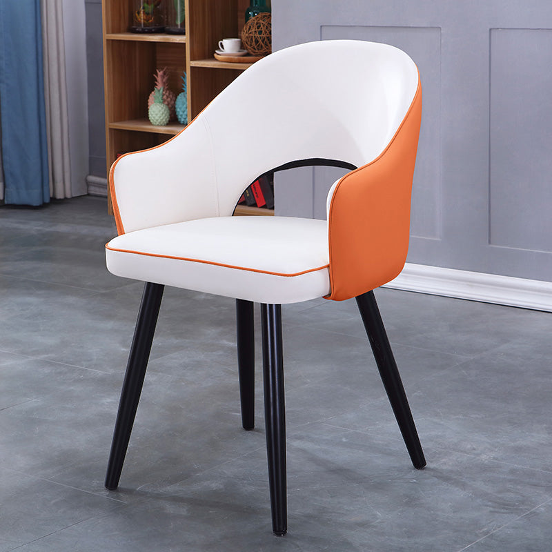 Inicio Sillón escandinavo Silla tapizada de comedor de metal con respaldo abierto