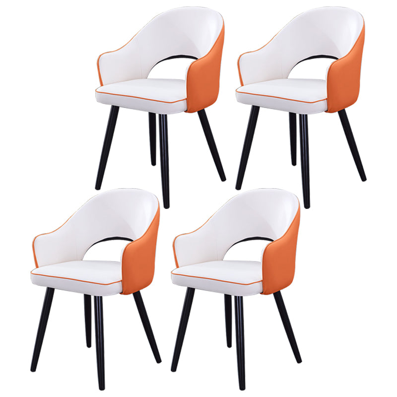 Inicio Sillón escandinavo Silla tapizada de comedor de metal con respaldo abierto